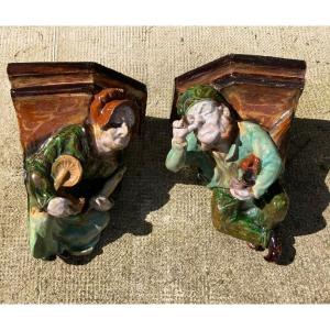 Pair Of Earthenware Wall Consoles