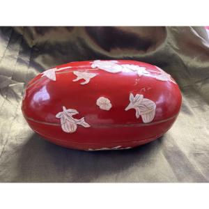 Red Lacquered Box And Inlays