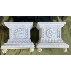 Pair Of Carved Wooden Display Stands