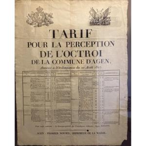 Tariff For The Collection Of The Octroi (local Tax) 1817