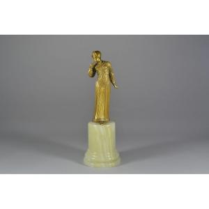 Georges Gori (act. 1930) Bronze Lady On Onyx Base