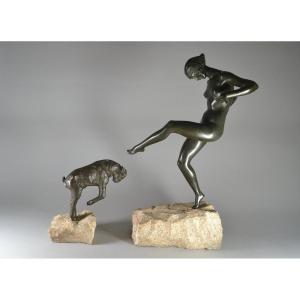 Pierre Laurel / Le Faguays Bronze Group. Lady With A Goat 