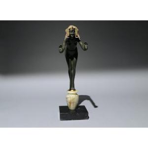 Egyptian Dancer By Claire Colinet. Rare Bronze Figure. Claire Jeanne Roberte Colinet
