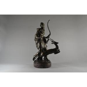 1929 Carle Lorenzetti Diana Huntress Art Deco Sculpture 