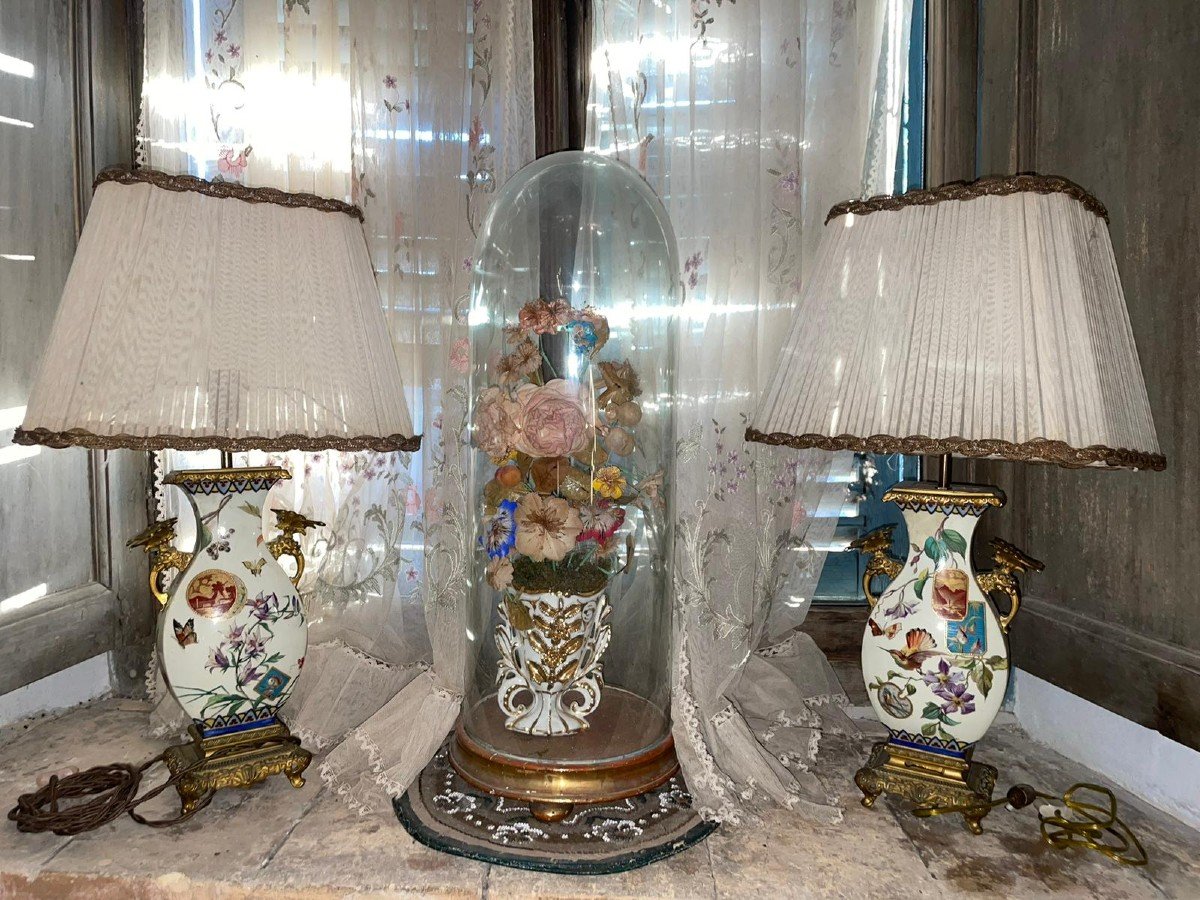 Coppia di vasi Napoleone III montati a lampada