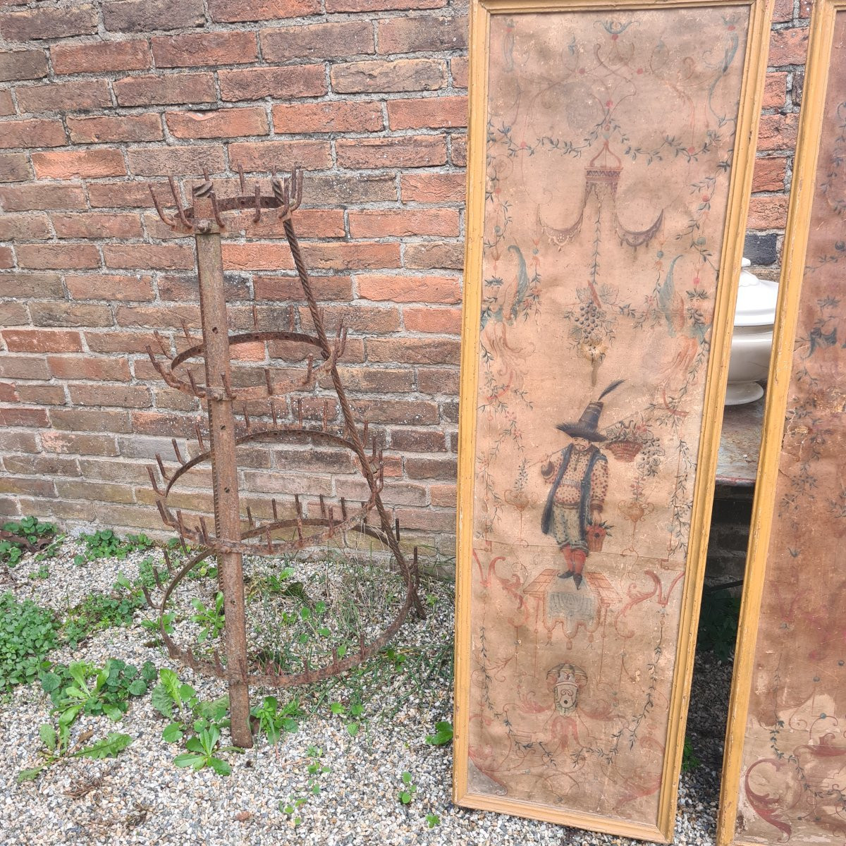 Antica coppia di pannelli dipinti a cineserie-photo-2