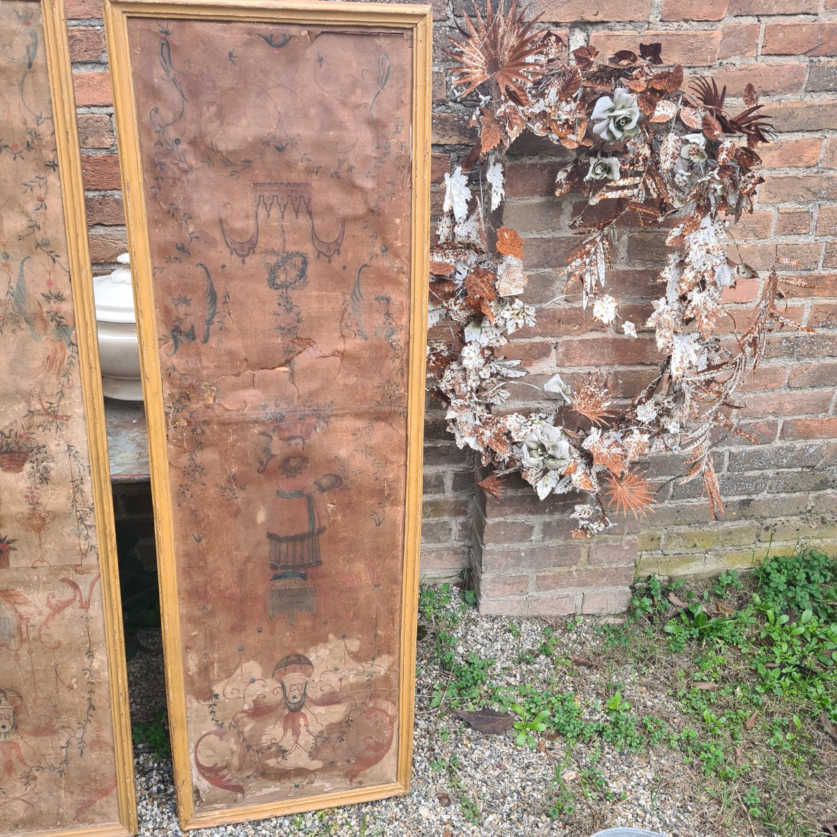 Antica coppia di pannelli dipinti a cineserie-photo-3