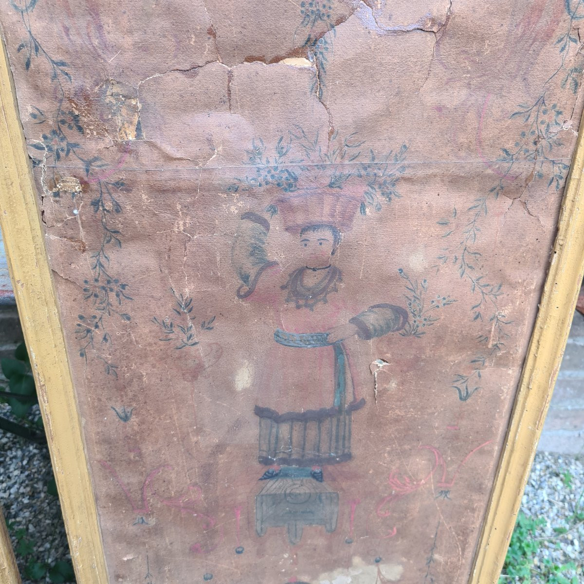 Antica coppia di pannelli dipinti a cineserie-photo-2