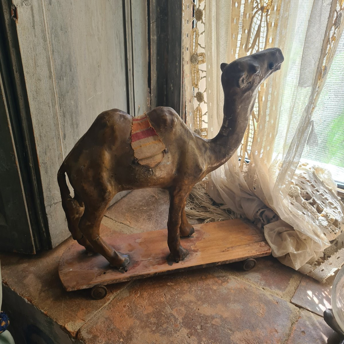 Antico giocattolo camello in carta pesta-photo-2