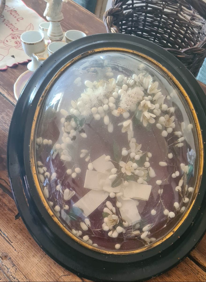 Quadro Napoleone III con fiori di cera