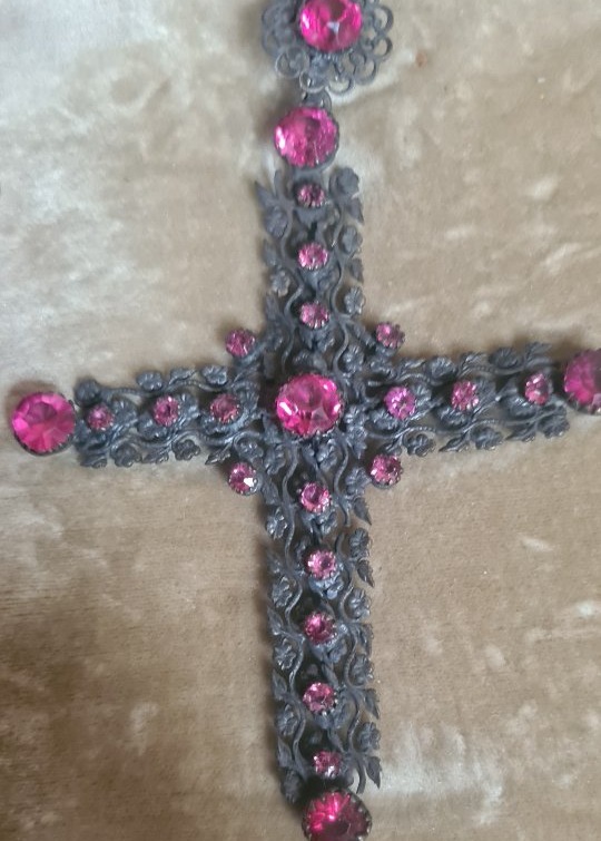 Croce del 800 in argento con strass-photo-2