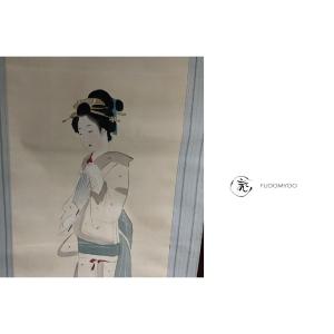 Kakemono Painting Japan Woman Kimono