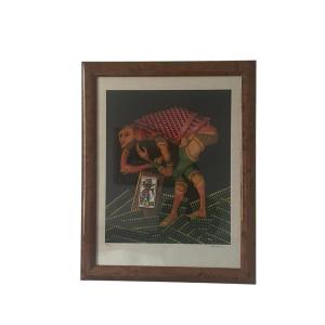 Framed Lithograph Painting France Modern Art Paint 