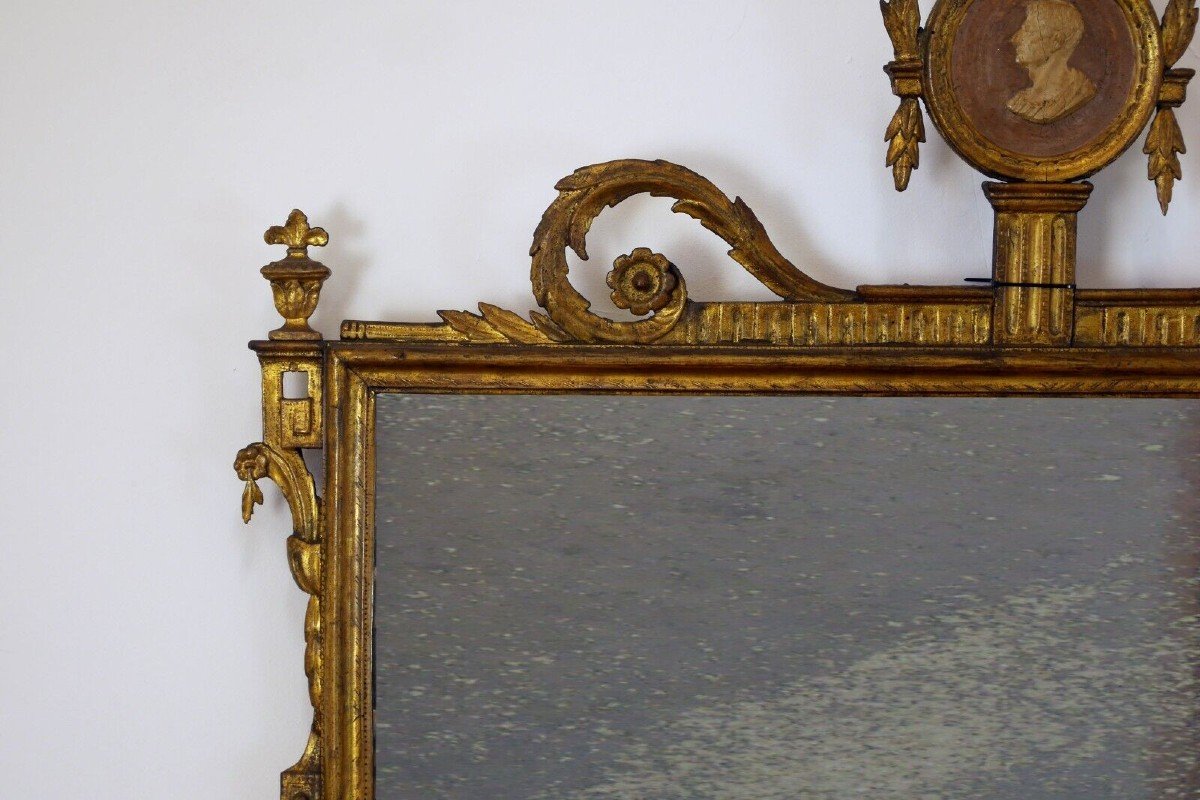 specchiera caminiera neoclassica Luigi XVI in legno intagliato dorato-photo-4
