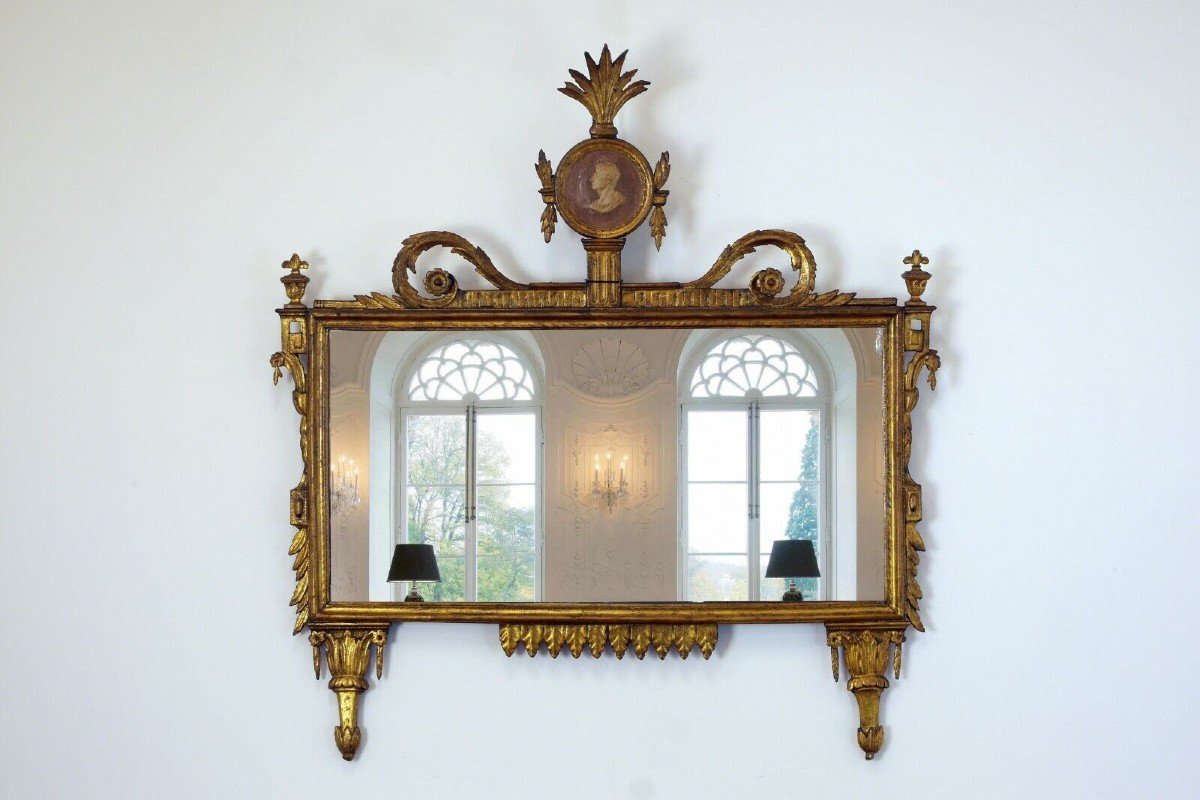 specchiera caminiera neoclassica Luigi XVI in legno intagliato dorato-photo-7