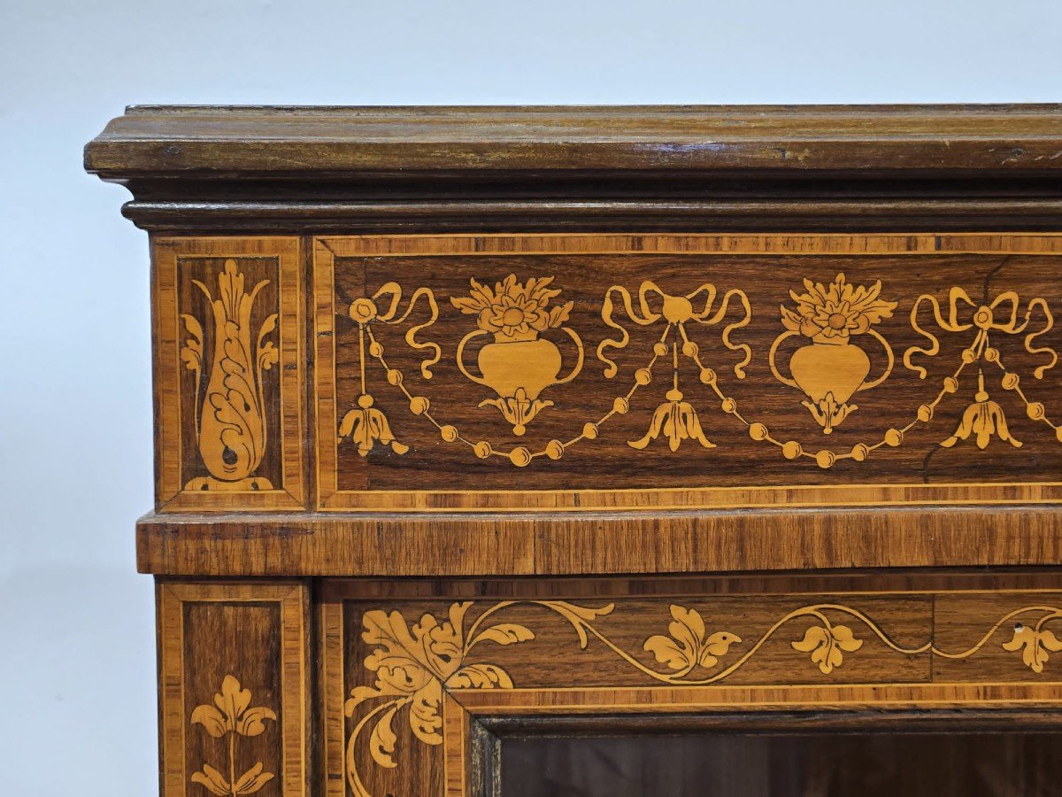Piccola vetrina intarsiata in stile Luigi XVI intarsiata - fine '800-photo-3
