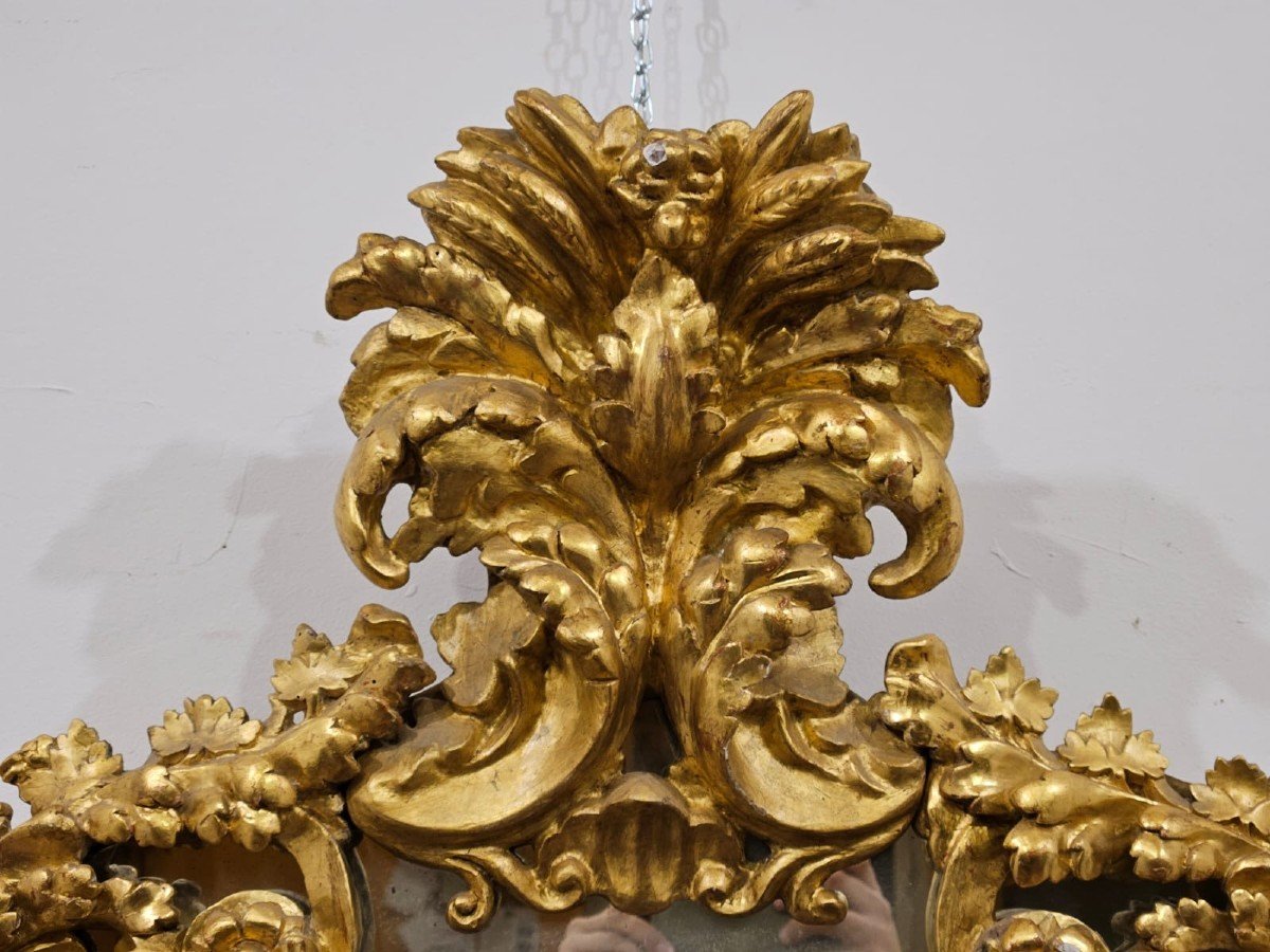 Specchiera in legno intagliato e dorato - XIX Sec.-photo-3