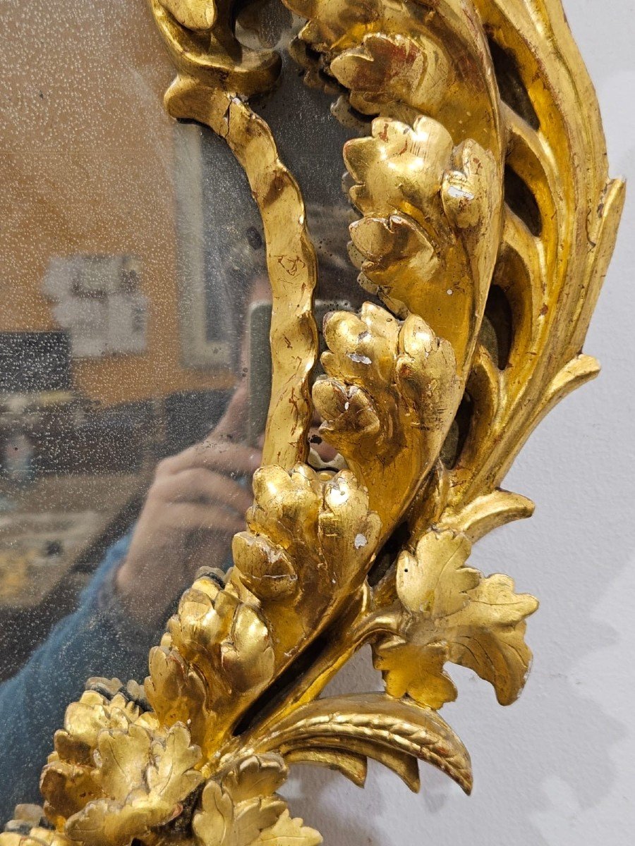 Specchiera in legno intagliato e dorato - XIX Sec.-photo-1