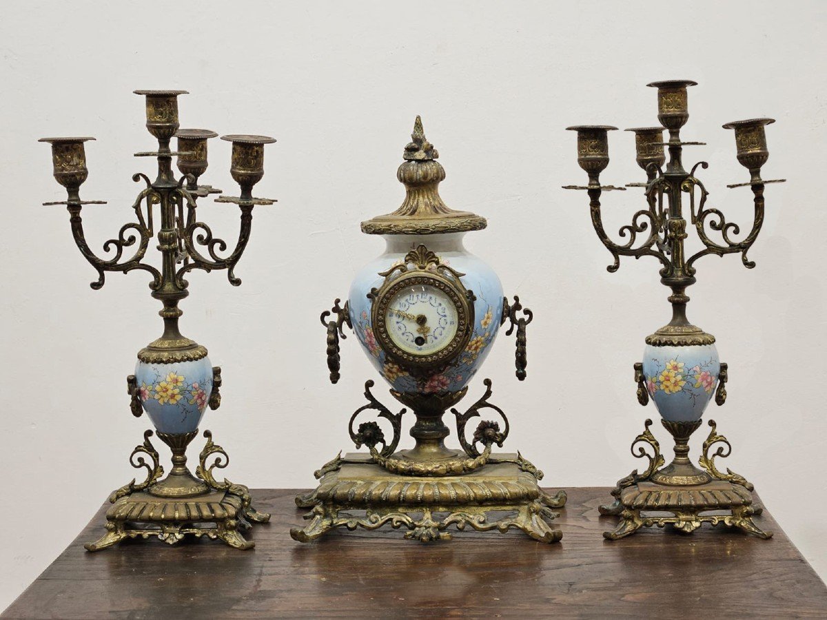 Set candelabri e orologio - Seconda Metà XIX Sec.