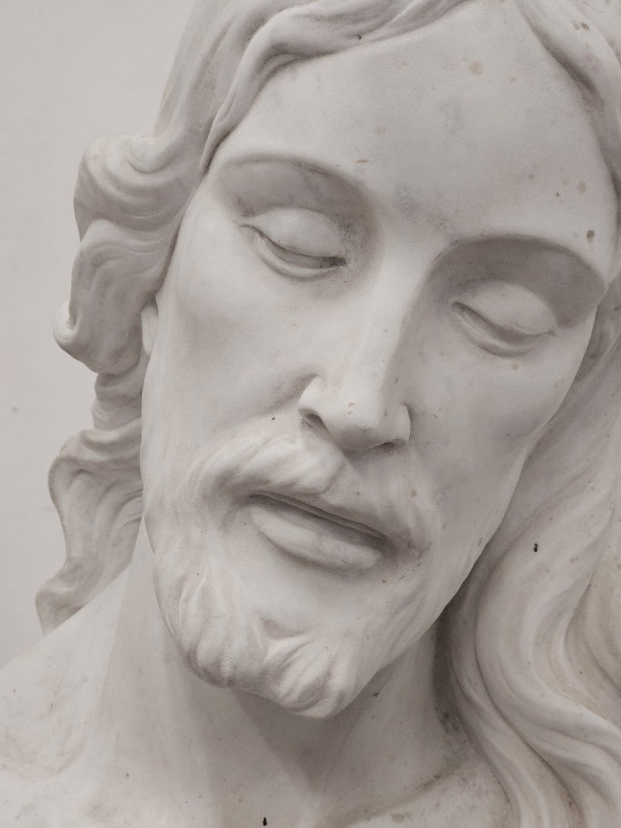 Scultura Cristo in marmo bianco statuario di Carrara-photo-3