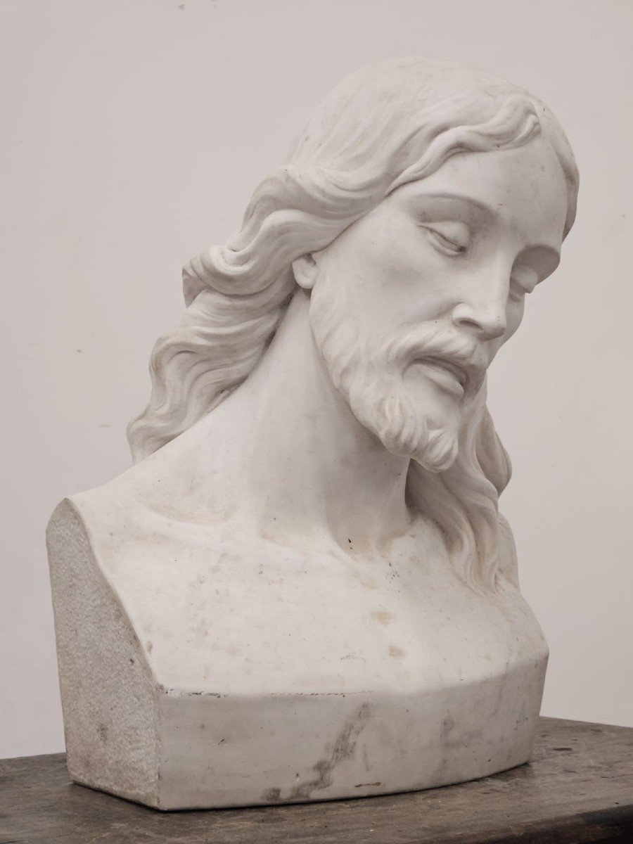 Scultura Cristo in marmo bianco statuario di Carrara-photo-5