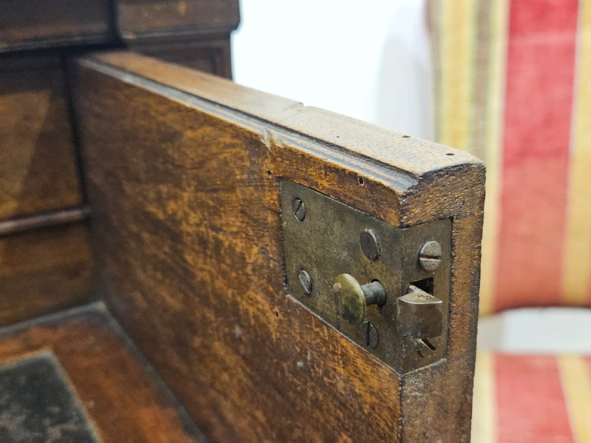 Raro cassettone Luigi XVI con piano in marmo e cassetto a ribalta-photo-3