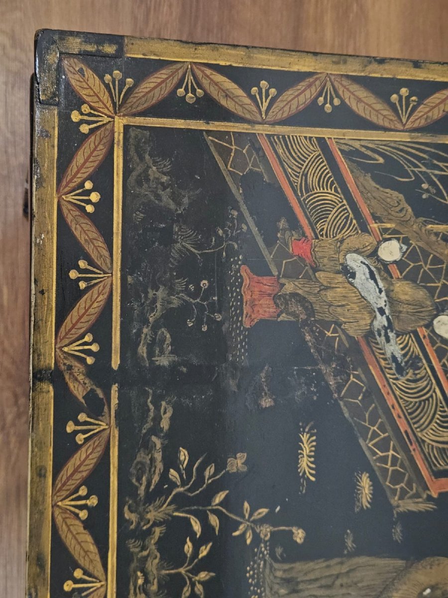 tavolino da salotto laccato con dettagli Orientali - 1930 c.a.-photo-3