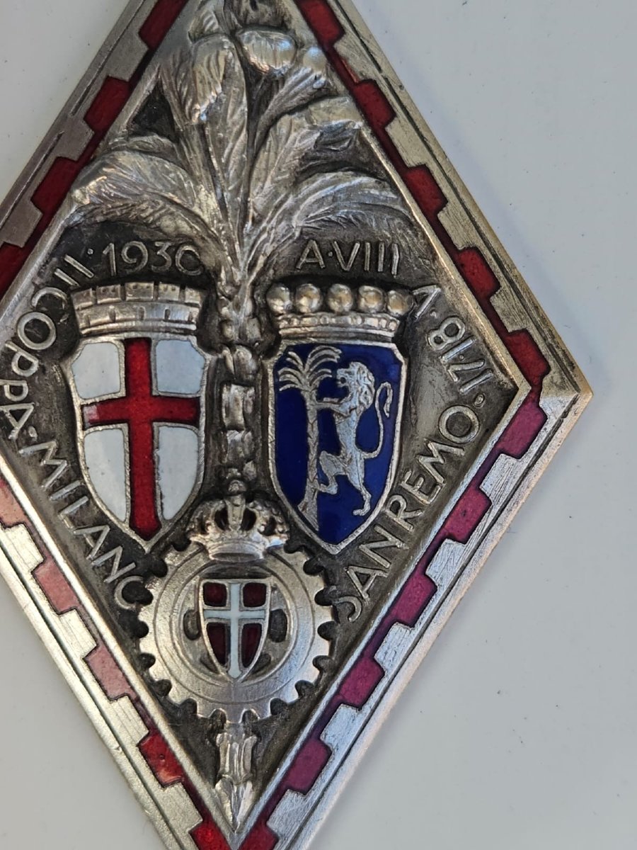 Placca smaltata originale "Coppa Milano Sanremo 1930"-photo-1