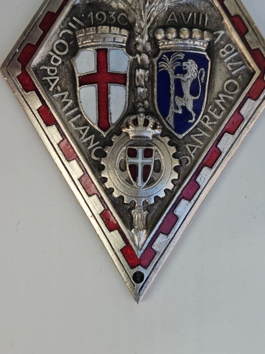 Placca smaltata originale "Coppa Milano Sanremo 1930"-photo-3