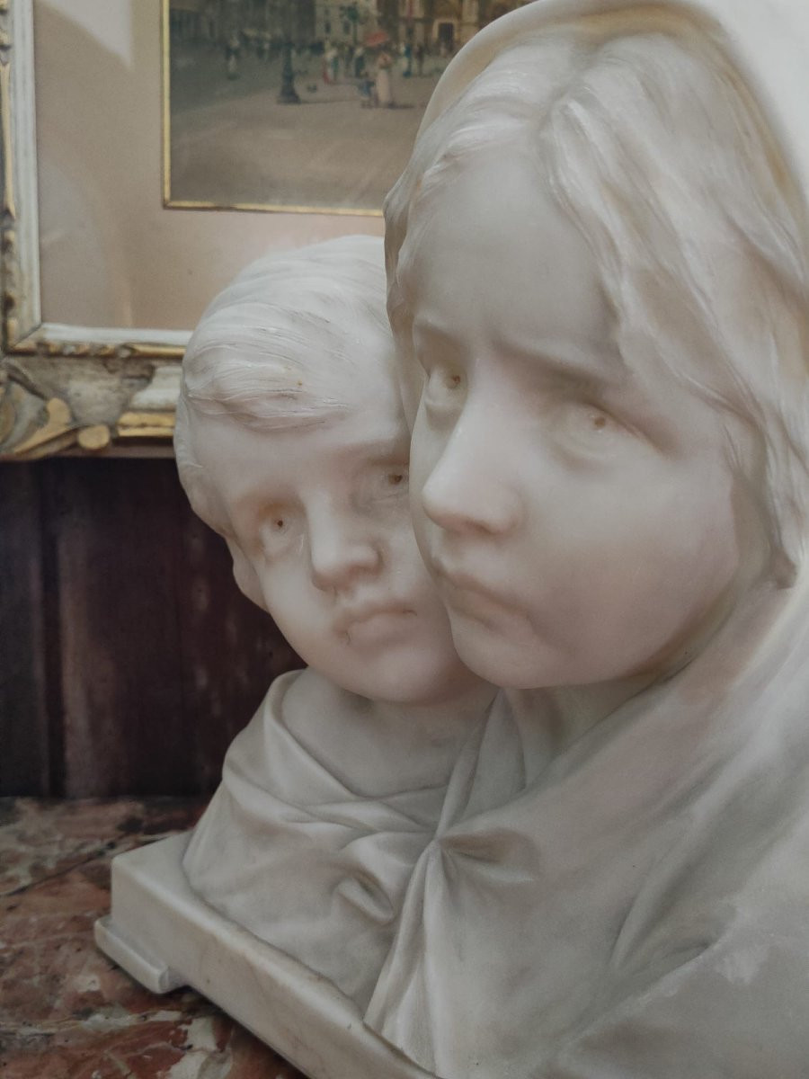 Busto in marmo raffigurante fanciulli - Firmato Giuseppe Bessi-photo-2