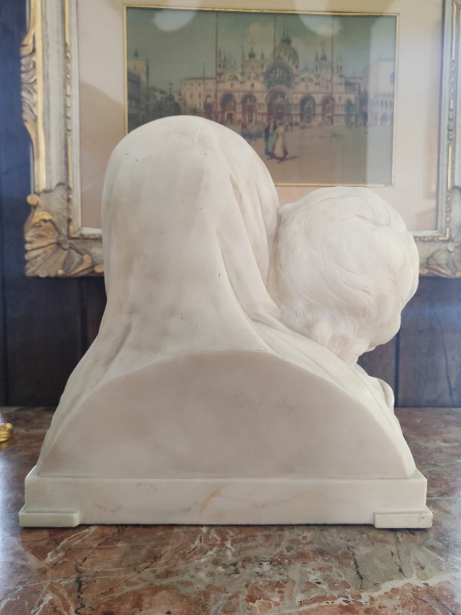 Busto in marmo raffigurante fanciulli - Firmato Giuseppe Bessi-photo-1