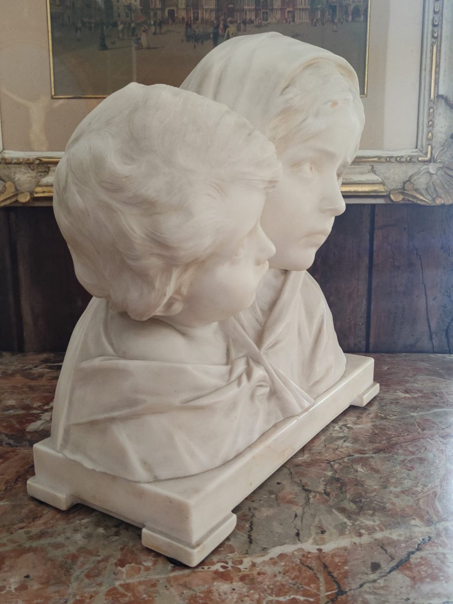 Busto in marmo raffigurante fanciulli - Firmato Giuseppe Bessi-photo-2