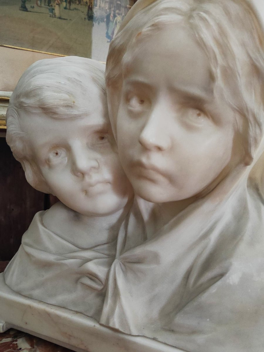 Busto in marmo raffigurante fanciulli - Firmato Giuseppe Bessi-photo-3