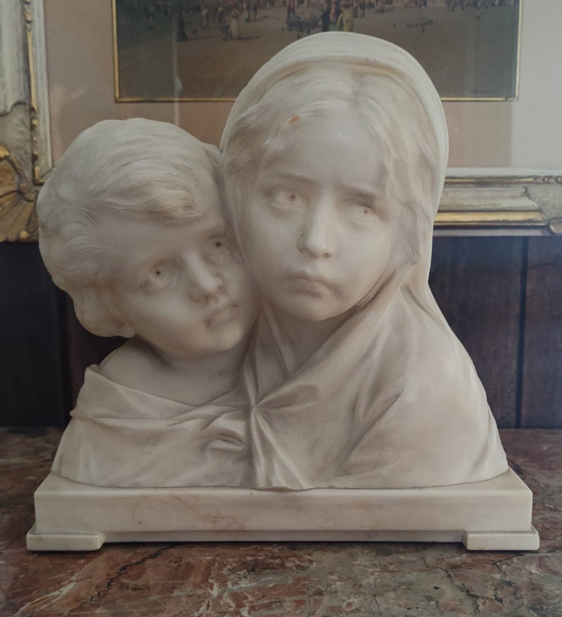 Busto in marmo raffigurante fanciulli - Firmato Giuseppe Bessi-photo-5