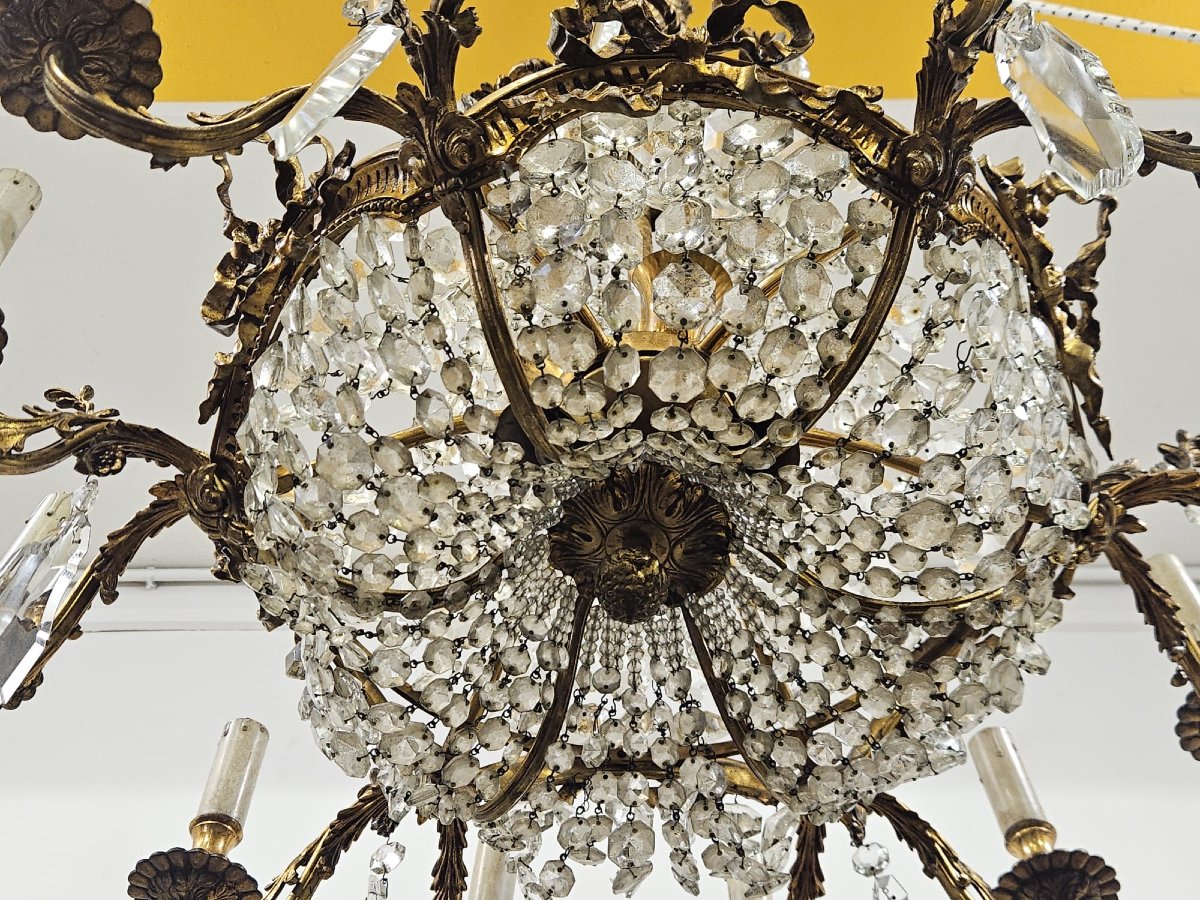 Lampadario in bronzo e cristallo - 1950 --photo-2