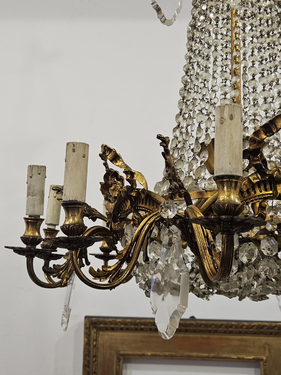 Lampadario in bronzo e cristallo - 1950 --photo-3