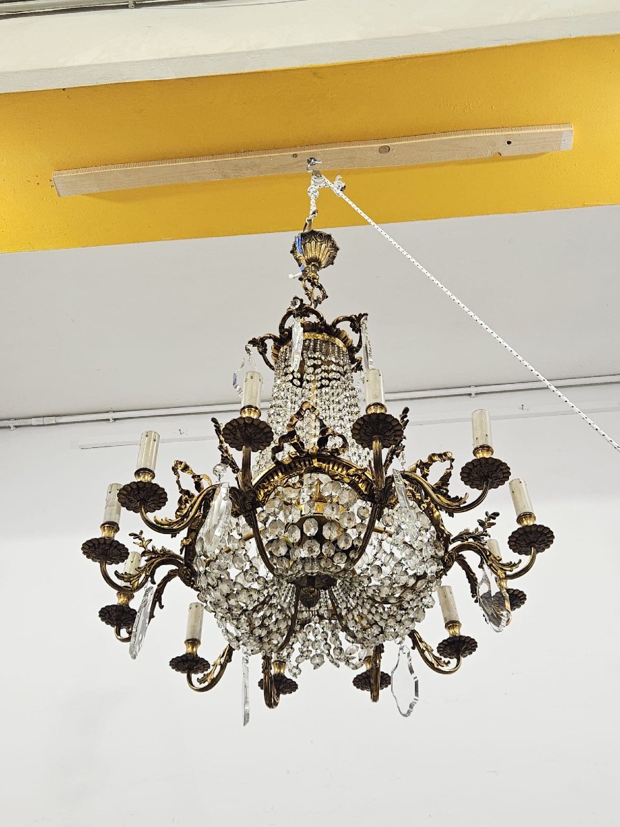Lampadario in bronzo e cristallo - 1950 --photo-2