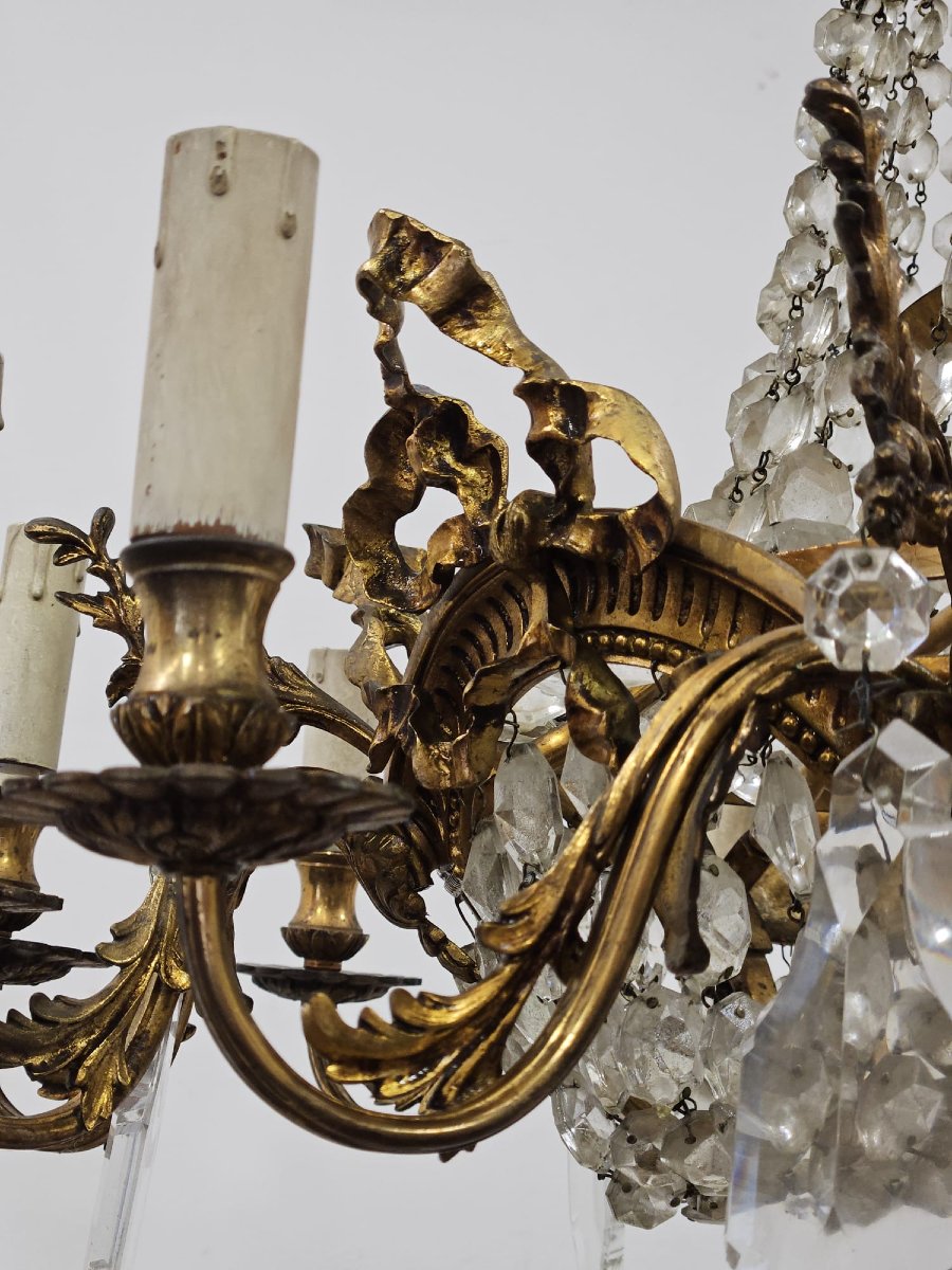 Lampadario in bronzo e cristallo - 1950 --photo-5