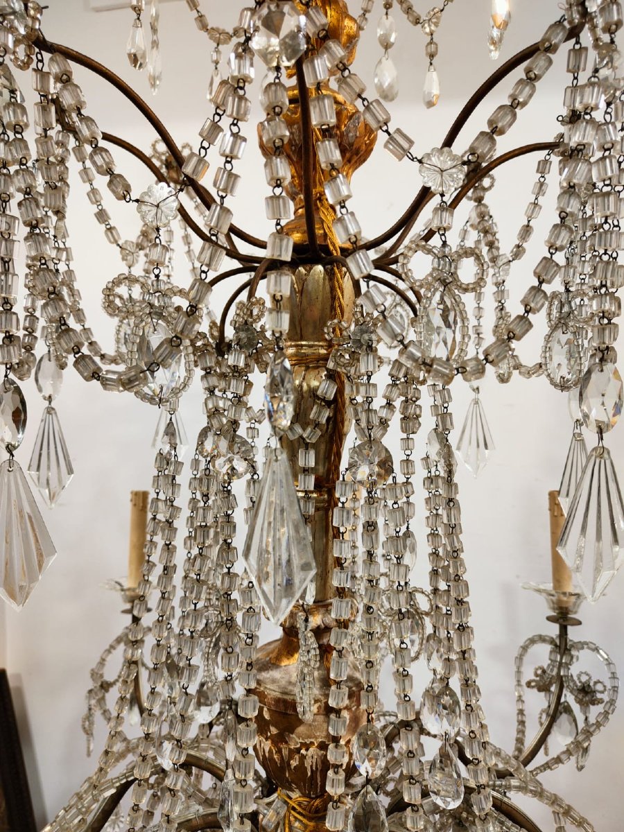 Lampadario genovese a 8 bracci con cristalli-photo-2
