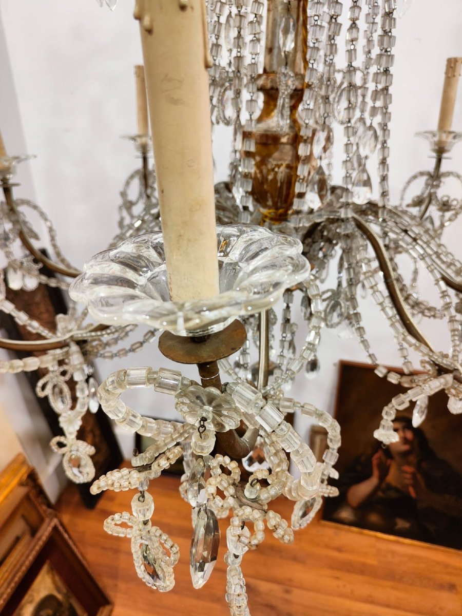 Lampadario genovese a 8 bracci con cristalli-photo-2