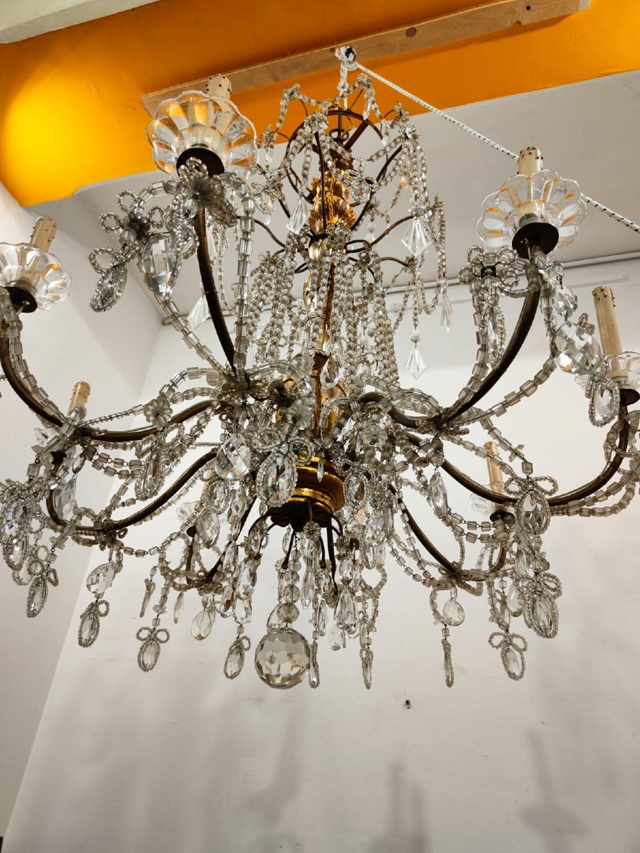 Lampadario genovese a 8 bracci con cristalli-photo-4