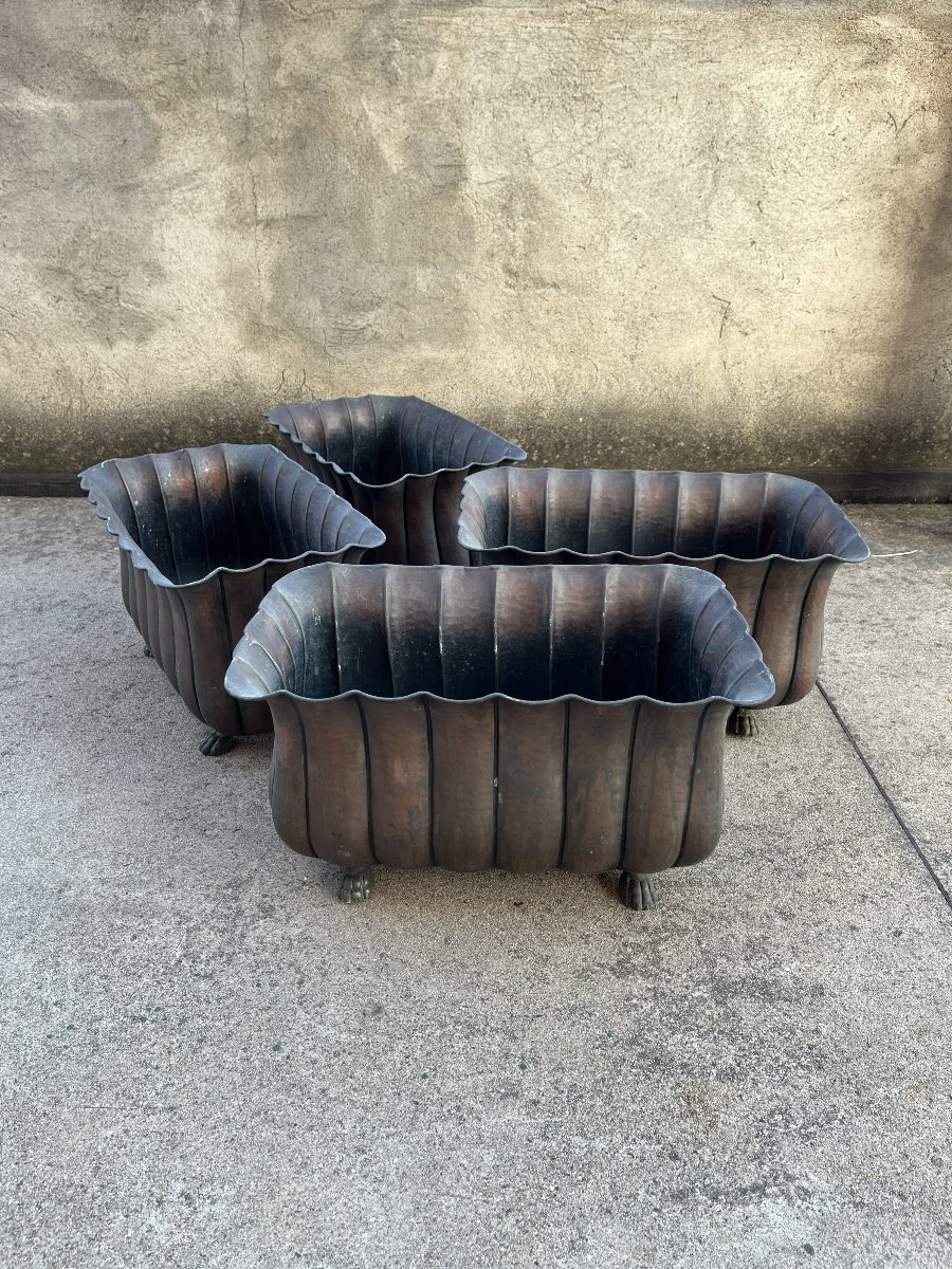 Fioriere Antiche in Rame – Set di 4 Pezzi-photo-2