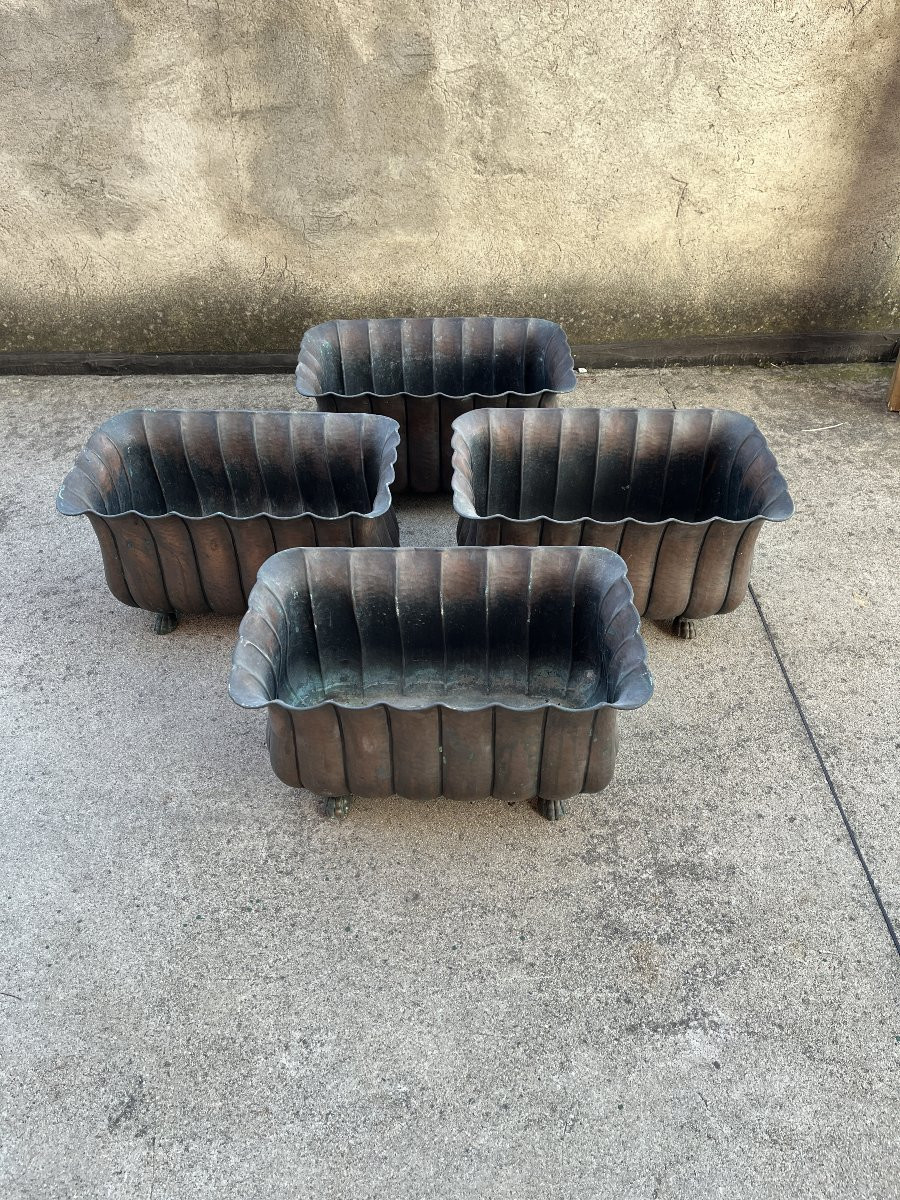 Fioriere Antiche in Rame – Set di 4 Pezzi-photo-8