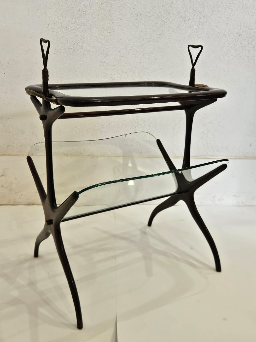 Tavolino porta riviste con vassoio - Cesare Lacca 1950 C.A.-photo-3