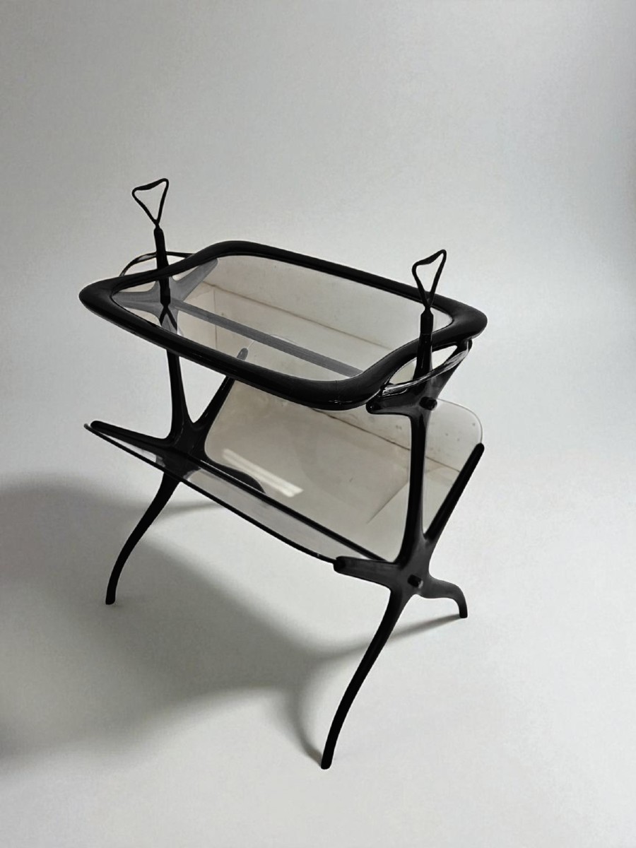 Tavolino porta riviste con vassoio - Cesare Lacca 1950 C.A.