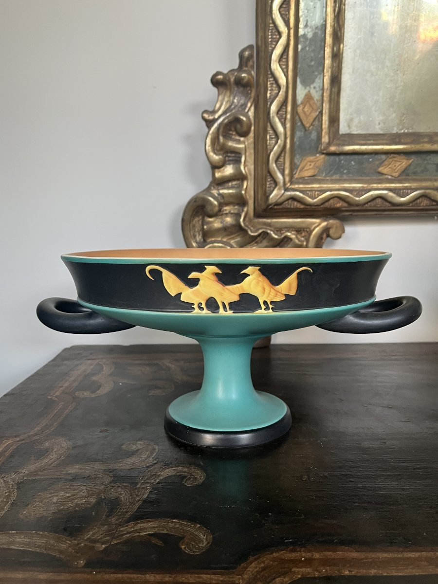 Alzata italiana in ceramica Art Déco – Vibi, anni ’30-photo-1