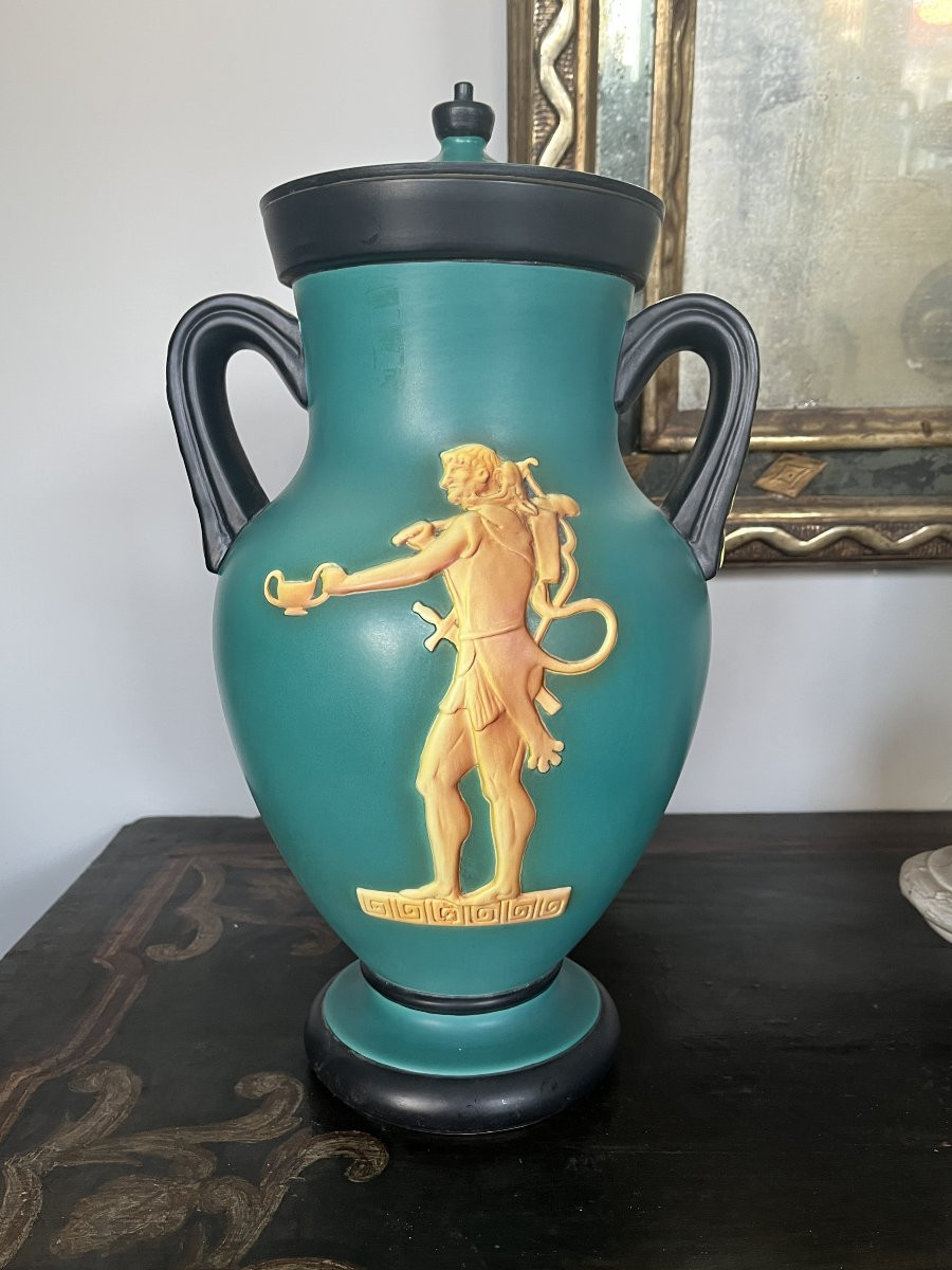 Vaso con coperchio in ceramica Art Déco – Vibi Torino, anni ’30-photo-4
