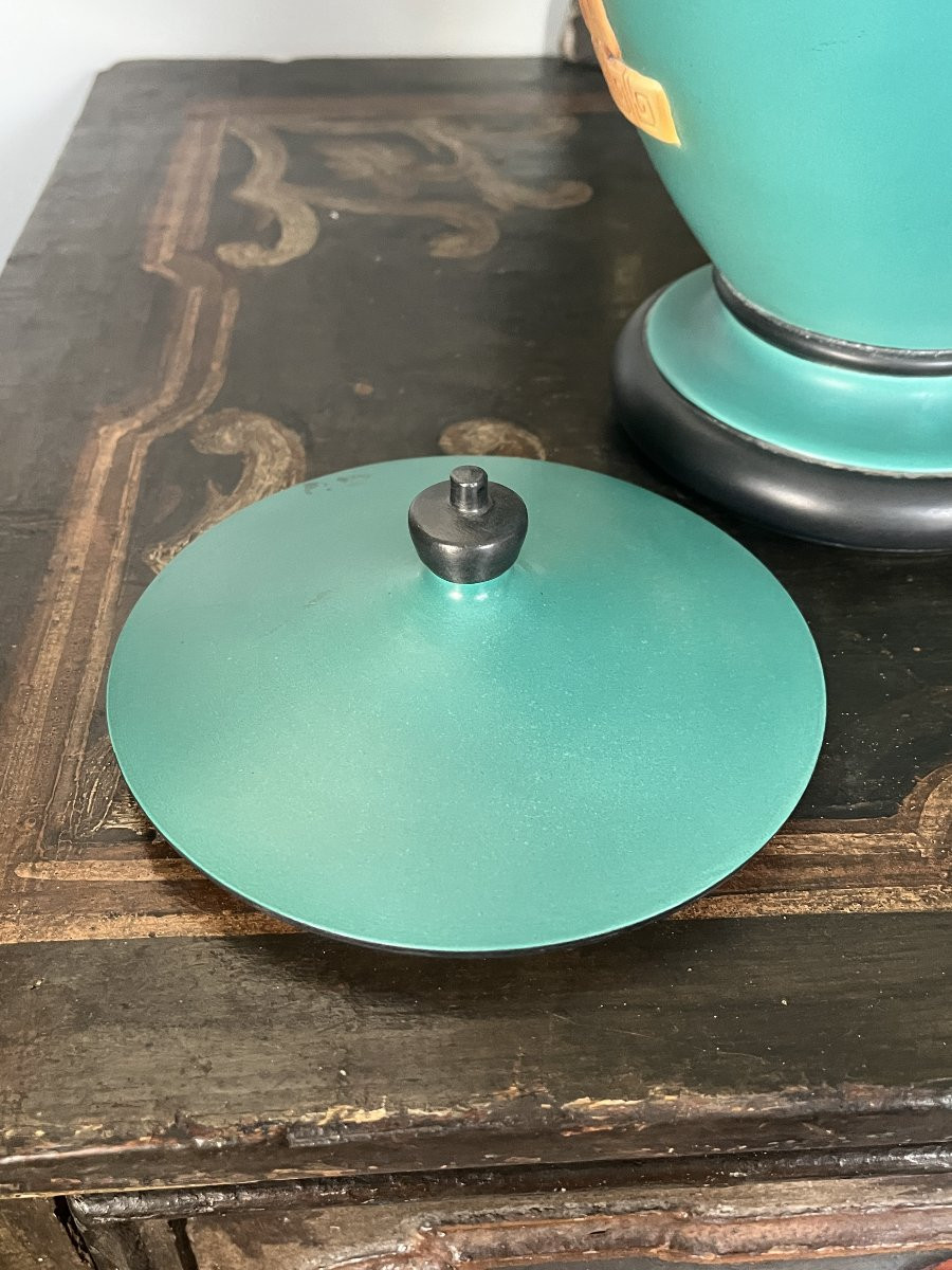 Vaso con coperchio in ceramica Art Déco – Vibi Torino, anni ’30-photo-1