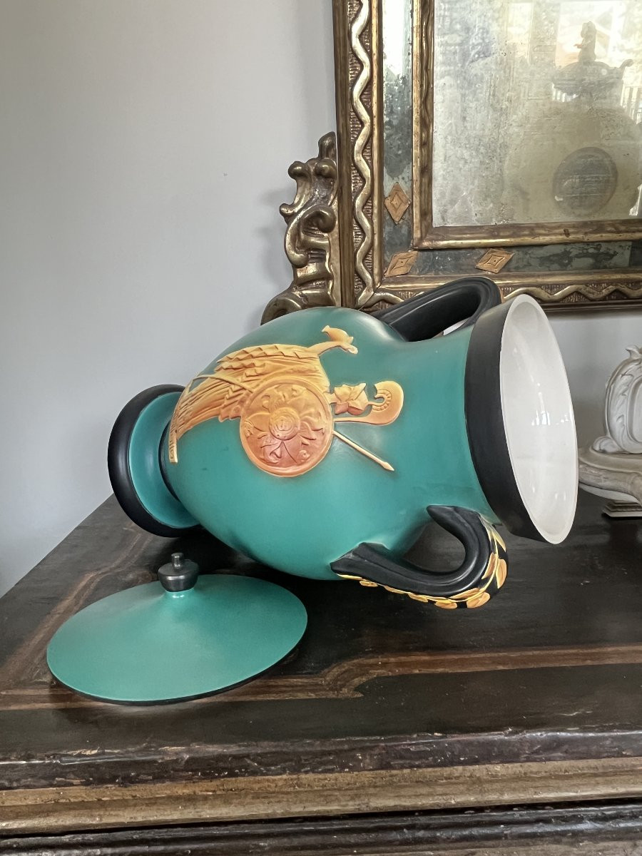Vaso con coperchio in ceramica Art Déco – Vibi Torino, anni ’30-photo-3