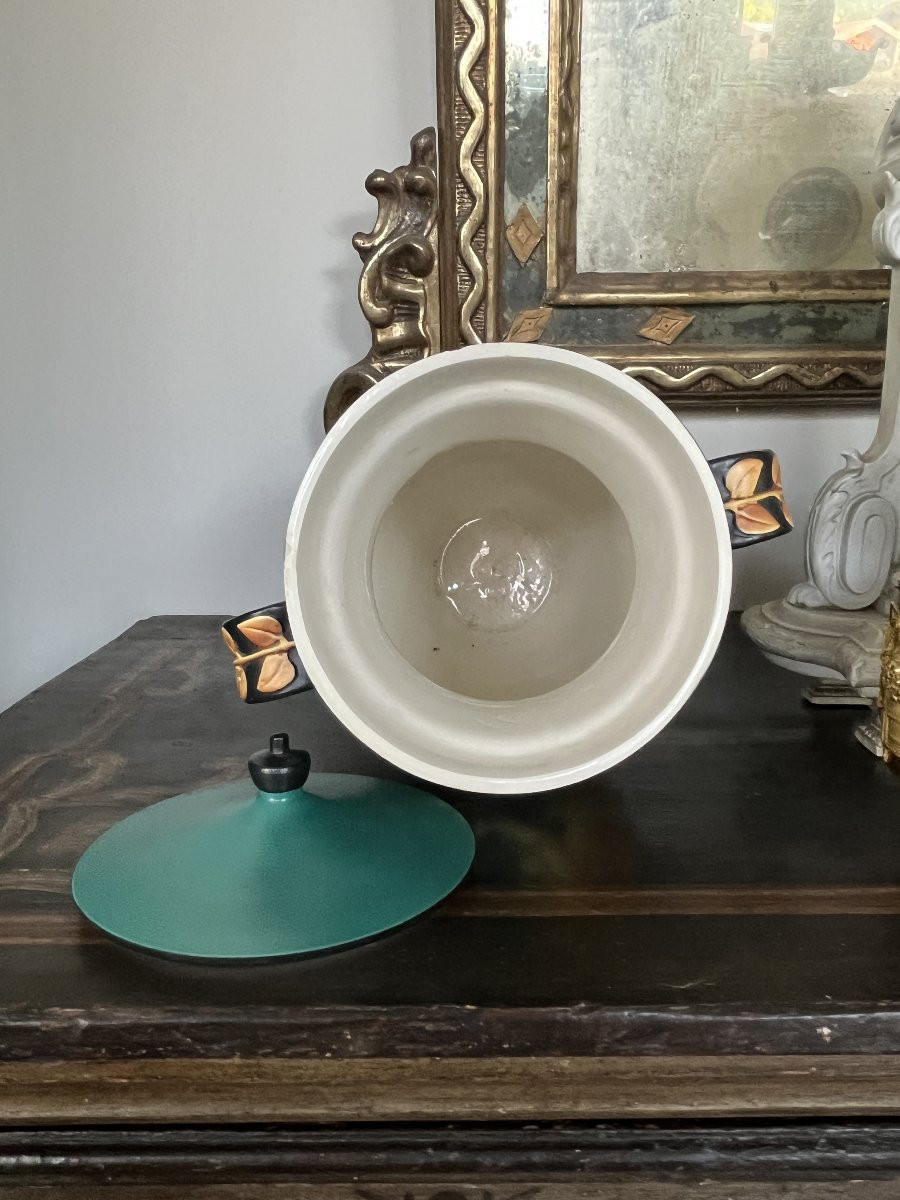 Vaso con coperchio in ceramica Art Déco – Vibi Torino, anni ’30-photo-4